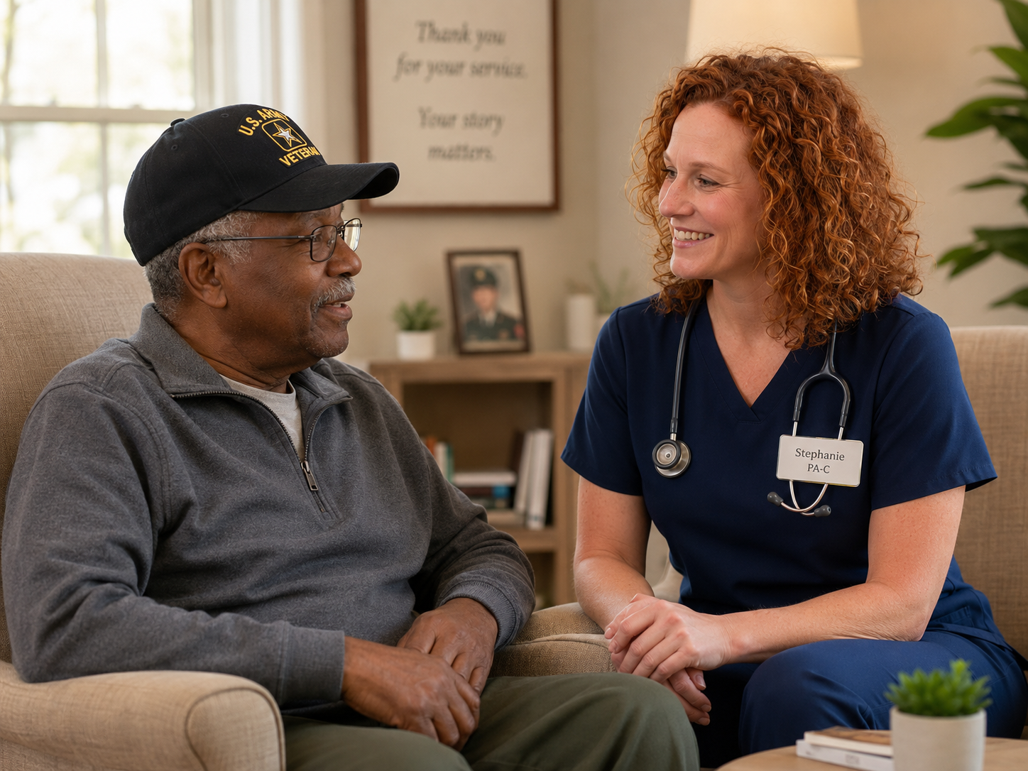 Stephanie with a veteran